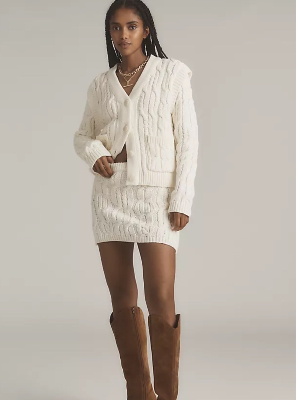 ANTHROPLOGIE Endless Rose Cable-Knit Sweater Mini Skirt XS